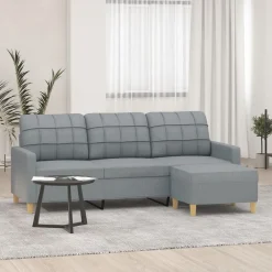 vidaXL Canapé à 3 places avec repose-pieds 180 cm Tissu