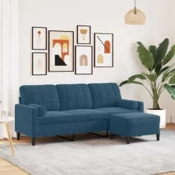 vidaXL Canapé à 3 places avec repose-pieds 180 cm Velours