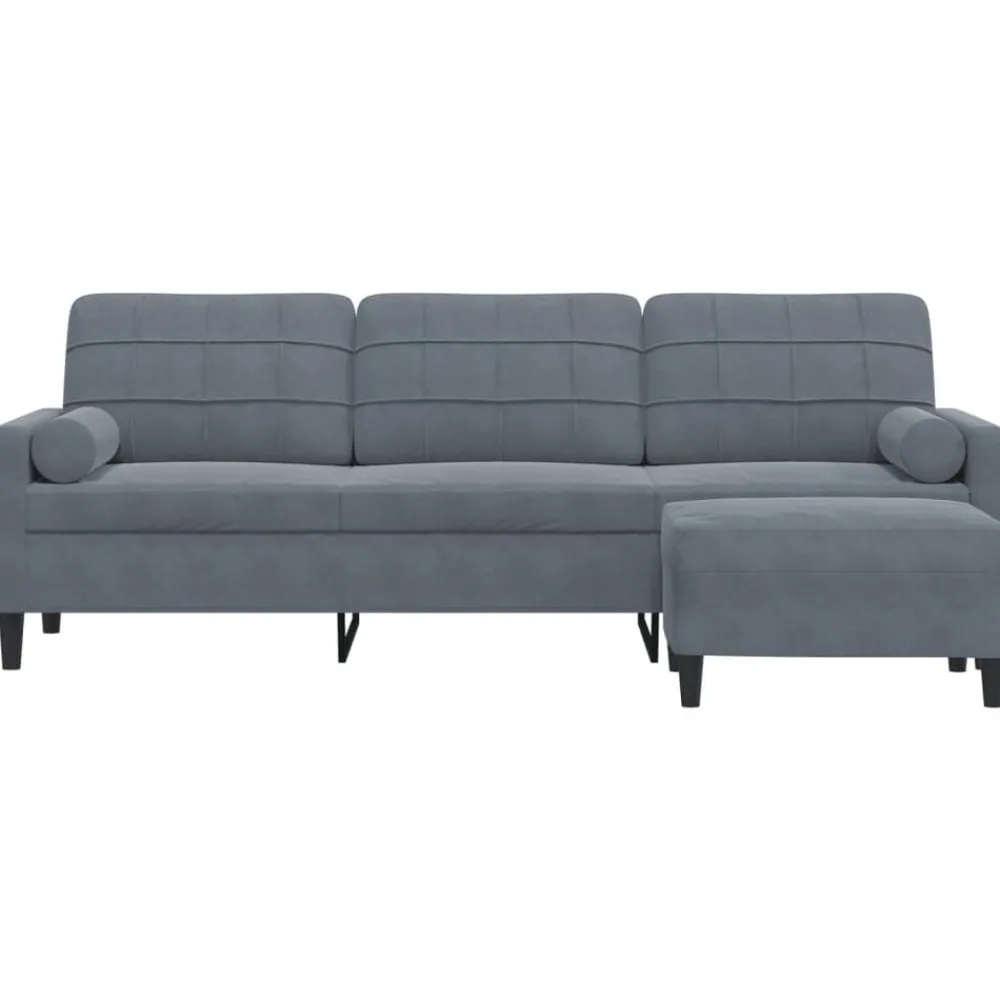 Canapés-vidaXL Canapé à 3 places avec repose-pieds 210 cm Velours Gris foncé