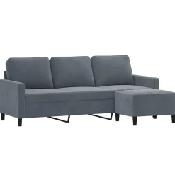 vidaXL Canapé à 3 places avec repose-pieds 180 cm Velours