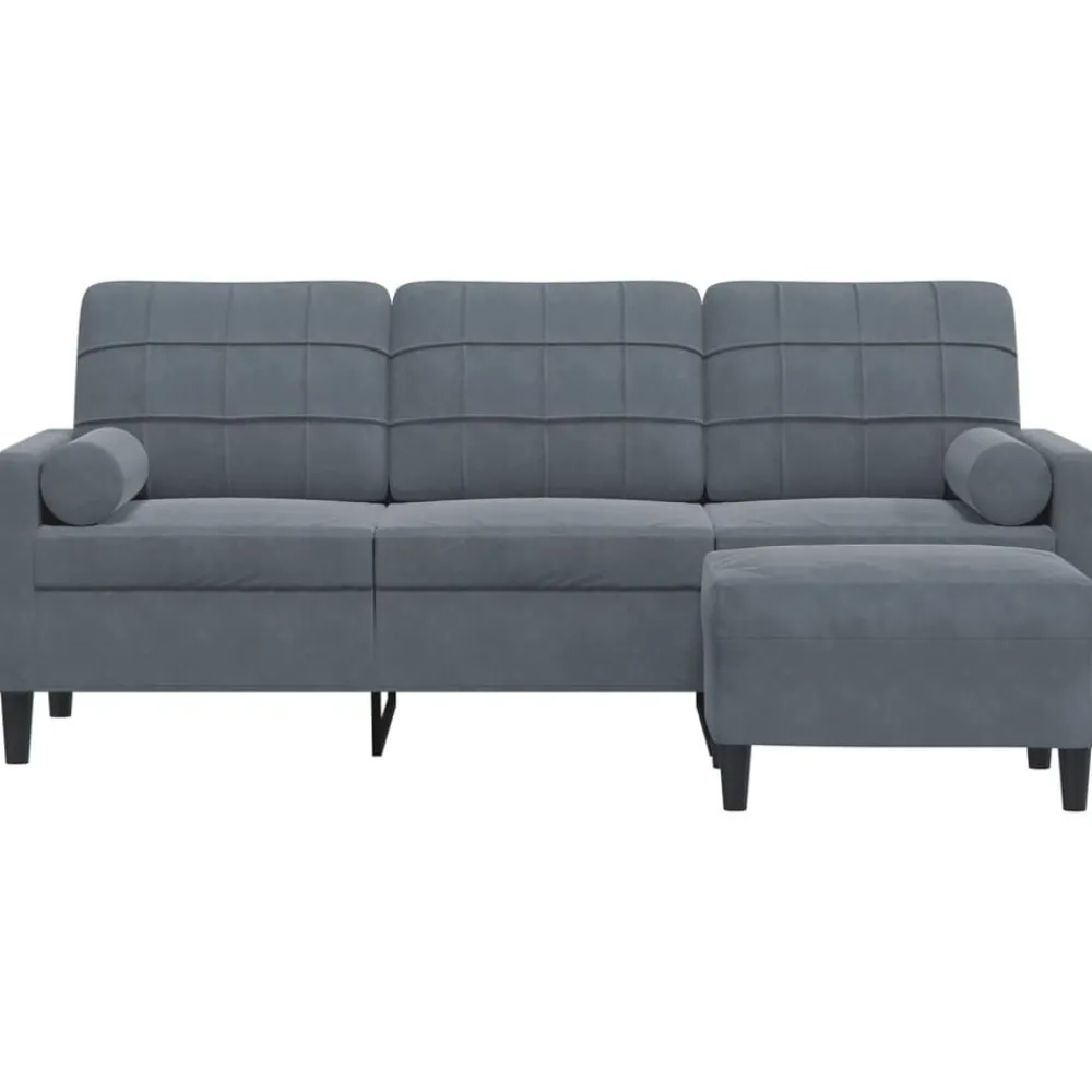 Canapés-vidaXL Canapé à 3 places avec repose-pieds 180 cm Velours Gris foncé