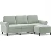 Canapés-vidaXL Canapé à 3 places avec repose-pieds Gris clair 180 cm Velours
