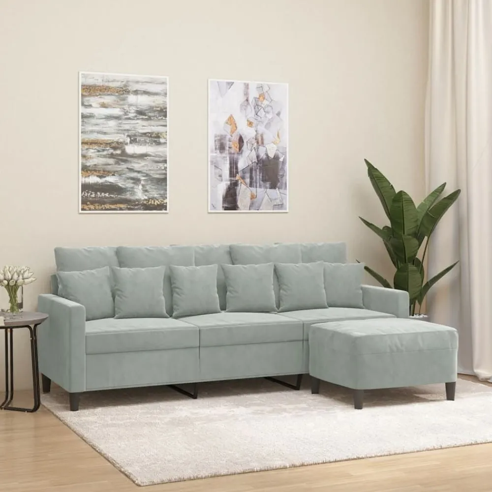 vidaXL Canapé à 3 places avec repose-pieds jaune 180 cm velours
