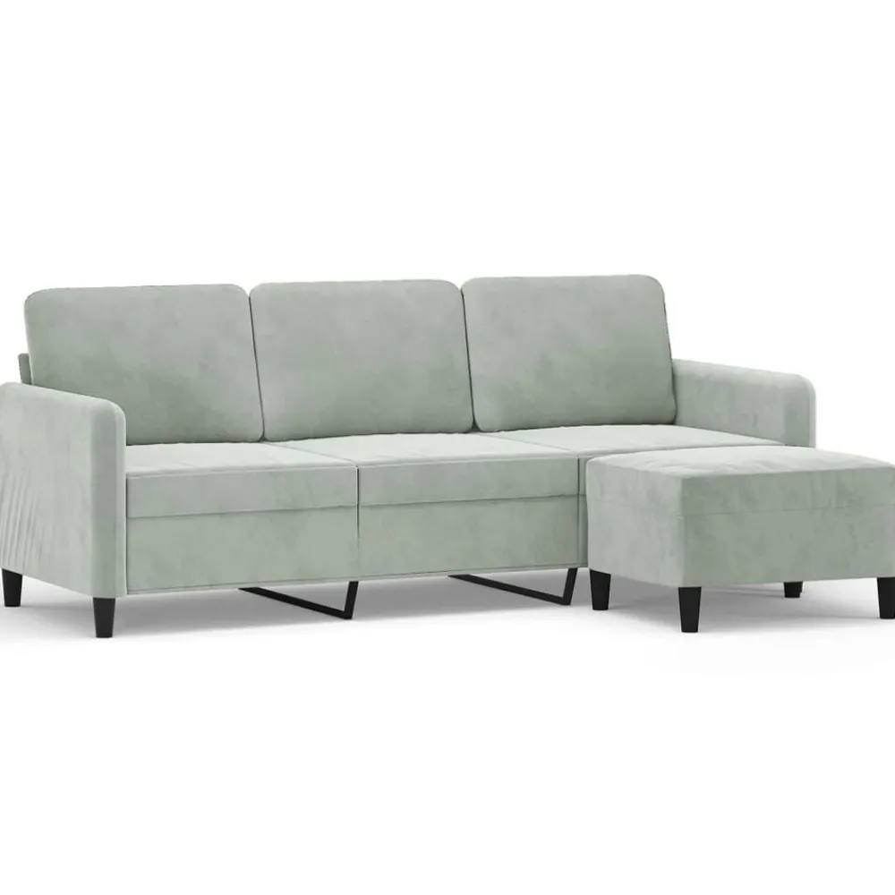 vidaXL Canapé à 3 places avec repose-pieds Marron 180 cm Velours