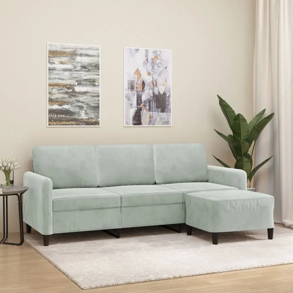 vidaXL Canapé à 3 places avec repose-pieds Marron 180 cm Velours