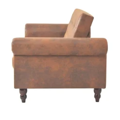 vidaXL Canapé à 2 places convertible accoudoir daim synthétique marron