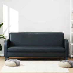 vidaXL Canapé à 3 places cuir synthétique noir