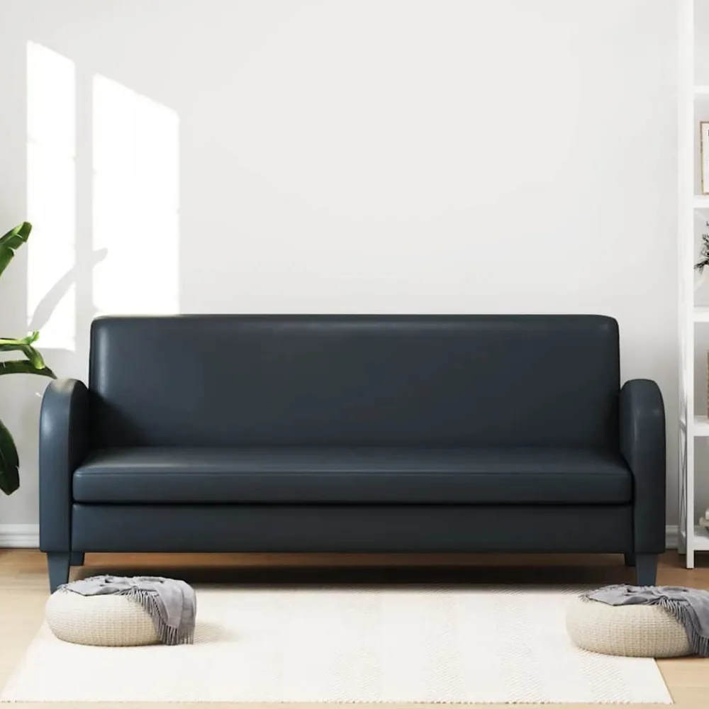 vidaXL Canapé à 3 places cuir synthétique noir
