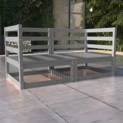 Mobilier De Jardin-vidaXL Canapé à 2 places de jardin Bois de pin solide Gris