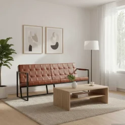 vidaXL Canapé à 3 places Cuir de chèvre véritable