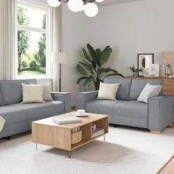 vidaXL Canapé 3 pcs 220 x 80 x 84 cm Tissu en lin mélangé