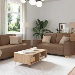 vidaXL Canapé 3 pcs 220 x 80 x 84 cm Tissu en lin mélangé