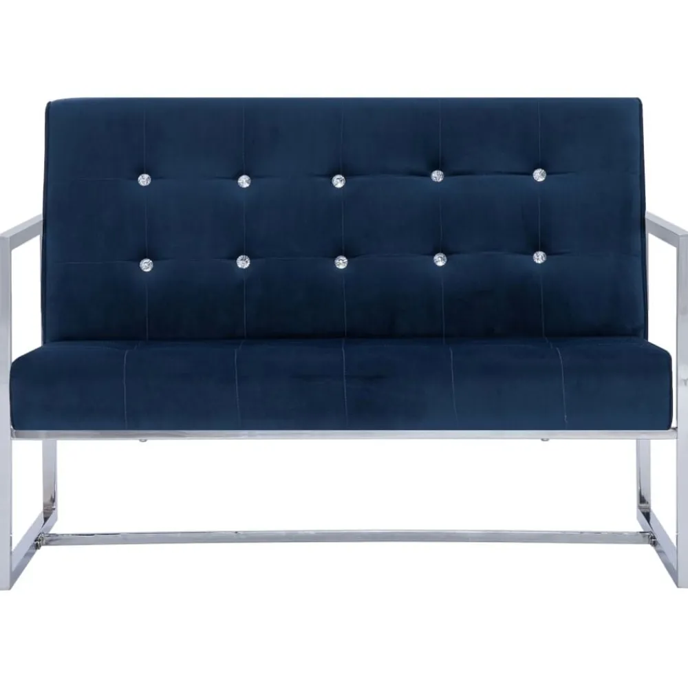 Canapés-vidaXL Canapé 2 places avec accoudoirs Chrome et velours Bleu