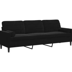 Canapés-vidaXL Canapé 3 places avec oreillers décoratifs 210 cm velours Noir
