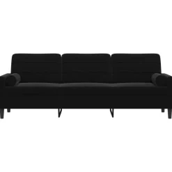Canapés-vidaXL Canapé 3 places avec oreillers décoratifs 210 cm velours Noir