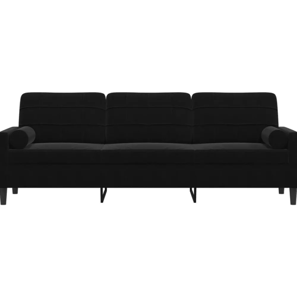 Canapés-vidaXL Canapé 3 places avec oreillers décoratifs 210 cm velours Noir