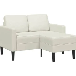 Canapés-vidaXL Canapé 2 places avec méridienne en L crème 125 cm velours Crème