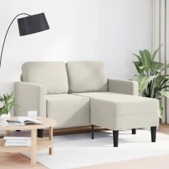 Canapés-vidaXL Canapé 2 places avec méridienne en L crème 125 cm velours Cr&egrave;me