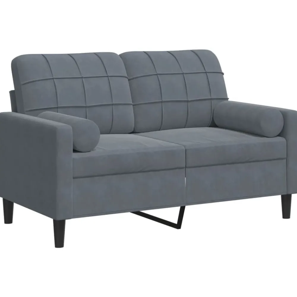 Canapés-vidaXL Canapé 2 places avec oreillers 120 cm velours Gris foncé