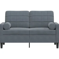 Canapés-vidaXL Canapé 2 places avec oreillers 120 cm velours Gris foncé
