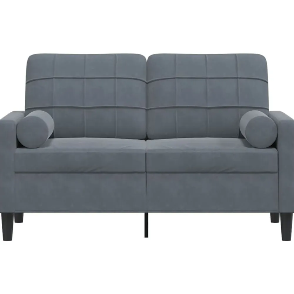 Canapés-vidaXL Canapé 2 places avec oreillers 120 cm velours Gris foncé