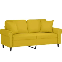 Canapés-vidaXL Canapé 2 places avec oreillers décoratifs 140 cm velours Jaune