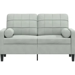 Canapés-vidaXL Canapé 2 places avec oreillers 120 cm velours Gris clair