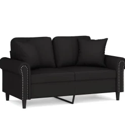 Canapés-vidaXL Canapé 2 places avec oreillers décoratifs 120 cm velours Noir