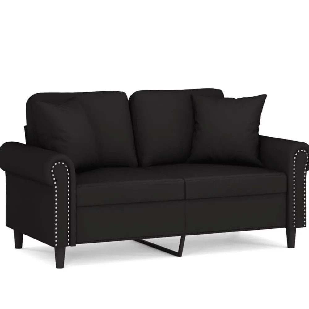 Canapés-vidaXL Canapé 2 places avec oreillers décoratifs 120 cm velours Noir