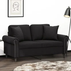 Canapés-vidaXL Canapé 2 places avec oreillers décoratifs 120 cm velours Noir