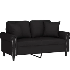 Canapés-vidaXL Canapé 2 places avec oreillers décoratifs 120 cm velours Noir