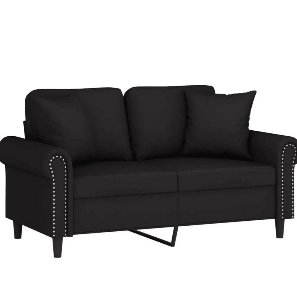 Canapés-vidaXL Canapé 2 places avec oreillers décoratifs 120 cm velours Noir