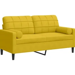 Canapés-vidaXL Canapé 2 places avec oreillers décoratifs 140 cm velours Jaune