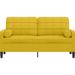 Canapés-vidaXL Canapé 2 places avec oreillers décoratifs 140 cm velours Jaune