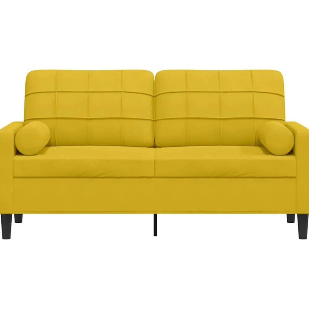 Canapés-vidaXL Canapé 2 places avec oreillers décoratifs 140 cm velours Jaune