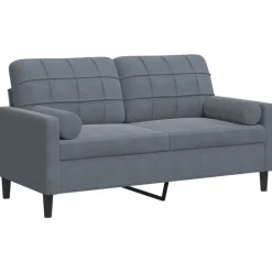Accessoires Pour Canapés|Canapés-vidaXL Canapé 2 places avec oreillers 140 cm velours Gris foncé