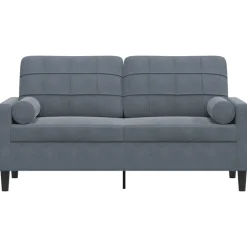Accessoires Pour Canapés|Canapés-vidaXL Canapé 2 places avec oreillers 140 cm velours Gris foncé