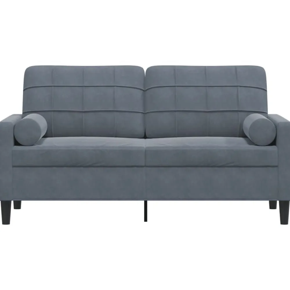 Accessoires Pour Canapés|Canapés-vidaXL Canapé 2 places avec oreillers 140 cm velours Gris foncé