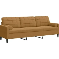 Canapés-vidaXL Canapé 3 places avec oreillers décoratifs 210 cm velours Marron