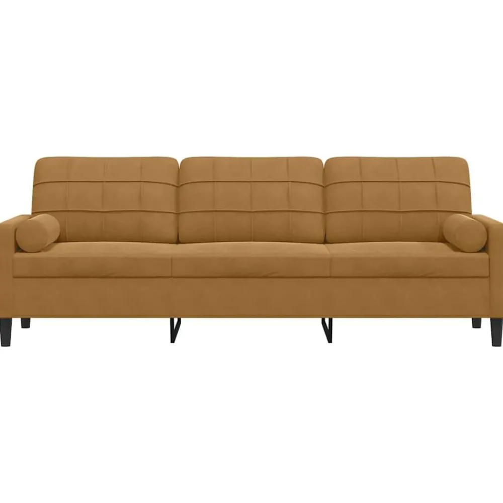 Canapés-vidaXL Canapé 3 places avec oreillers décoratifs 210 cm velours Marron