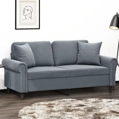 vidaXL Canapé 2 places avec oreillers 140 cm velours