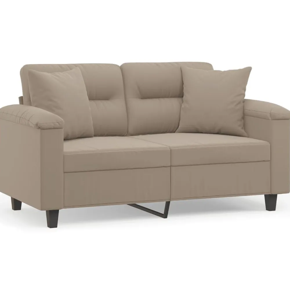vidaXL Canapé 2 places avec oreillers 120 cm tissu microfibre