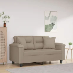 vidaXL Canapé 2 places avec oreillers 120 cm tissu microfibre