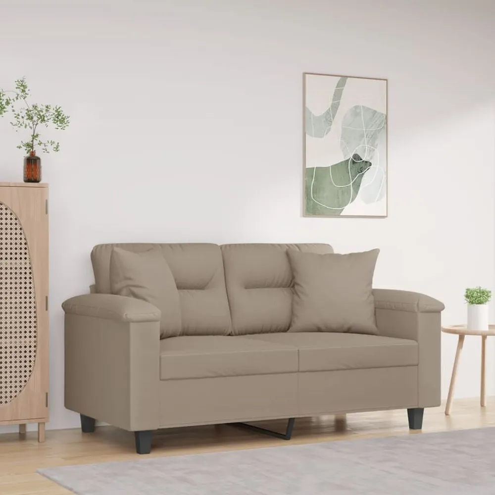 vidaXL Canapé 2 places avec oreillers 120 cm tissu microfibre