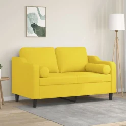 vidaXL Canapé 2 places avec oreillers 120 cm tissu