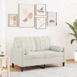 vidaXL Canapé 2 places avec oreillers décoratifs crème 120 cm velours