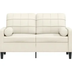 vidaXL Canapé 2 places avec oreillers décoratifs crème 120 cm velours