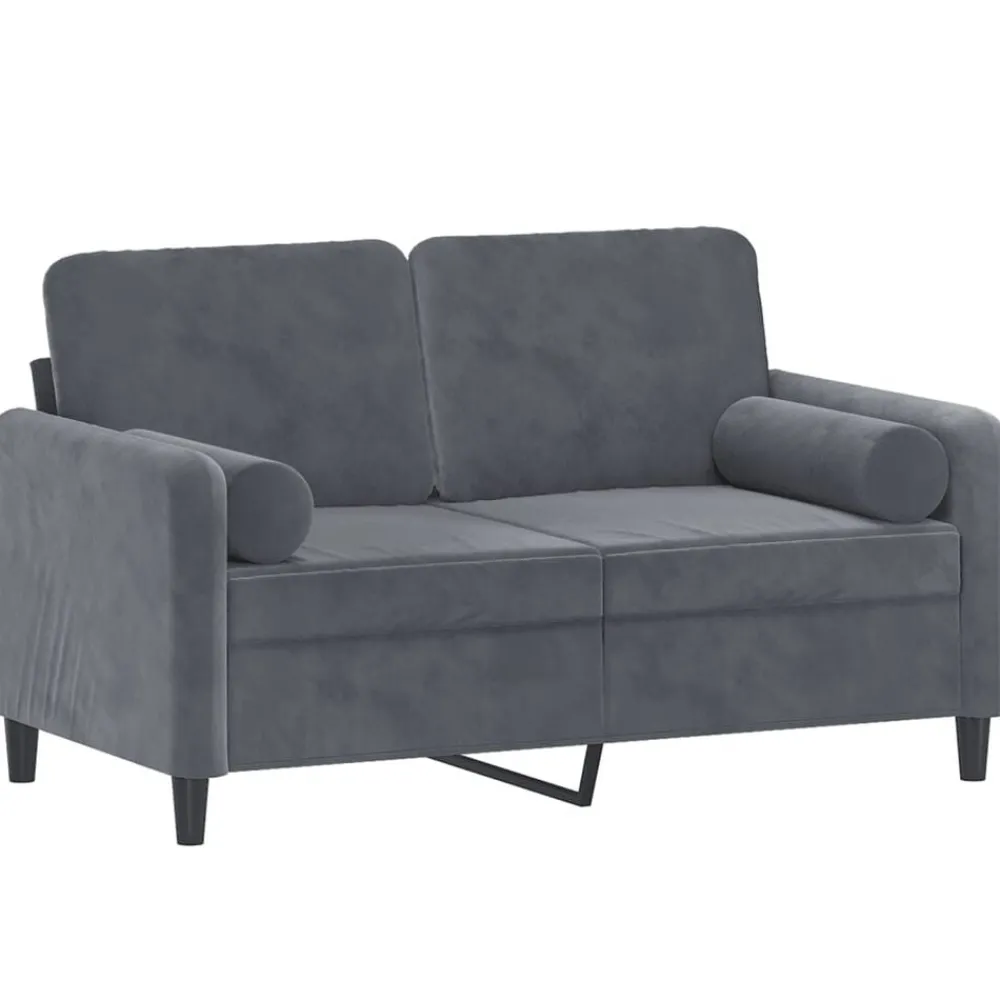Canapés-vidaXL Canapé 2 places avec oreillers 120 cm velours Gris foncé