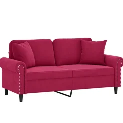 vidaXL Canapé 2 places avec oreillers bordeaux 140 cm velours