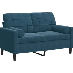 Canapés-vidaXL Canapé 2 places avec oreillers décoratifs 120 cm velours Bleu
